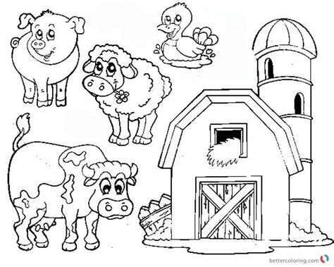 barn coloring pages farm animals  printable coloring pages