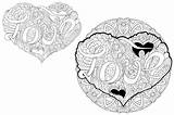 Zentangle Coloring Pages Hearts Thehungryjpeg Cart sketch template