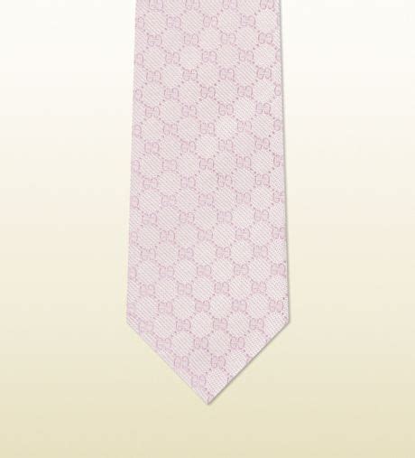 Gucci Pink Silk Jacquard Gg Pattern Tie In Pink For Men Lyst