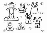 Coloring Pages Clothes Summer Dress Kids Clipart Cut Paper Dolls Colouring Cliparts There Doll Mazes Dot Thursday Library Therapy Cloth sketch template