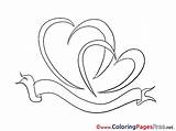 Coloring Valentine Sheets Ribbon Hearts Sheet Title sketch template