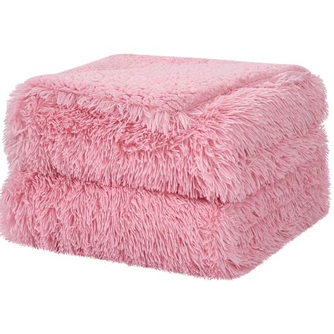 soft sherpa throw blanket luxury shaggy faux fur blanket pink queen