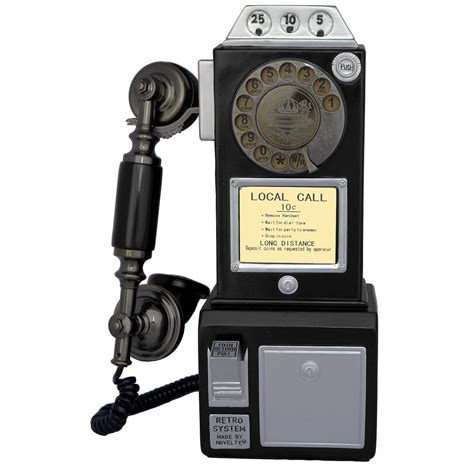 techplay retro classic rotary dial public phone  classic handset design black walmart