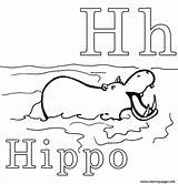 Hippo Coloring Alphabet Pages Printable Letter Crafts Preschool sketch template