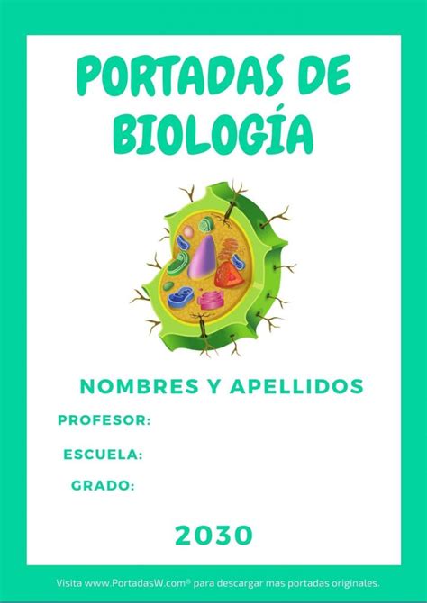 portada de biologia  secundaria en word