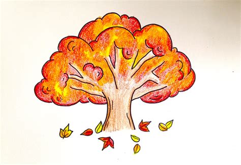 drawing lesson   draw  autumn tree grab paper crayons