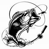 Fishing Fish Vector Bass Logo Drawing Stock Svg Jumping Walleye Pike Shutterstock Isolated Rod Getdrawings Royalty Emblem Theme Illustration Club sketch template