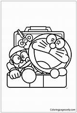 Pages Doraemon Nobita Comes Locker Coloring Color sketch template