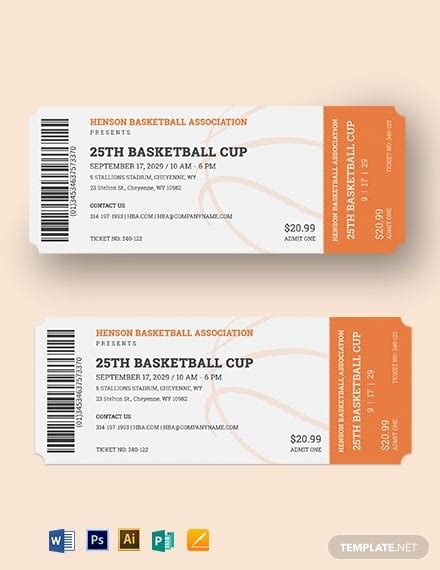 basketball ticket templates illustrator ms word pages photoshop