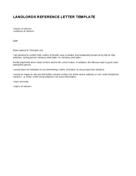 simple landlord reference letter template reference letter reference