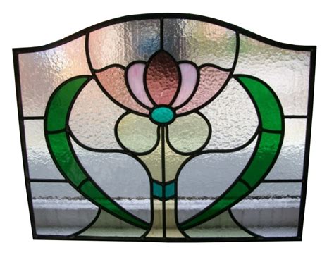 Art Nouveau Arched Stained Glass Panel From Period Home