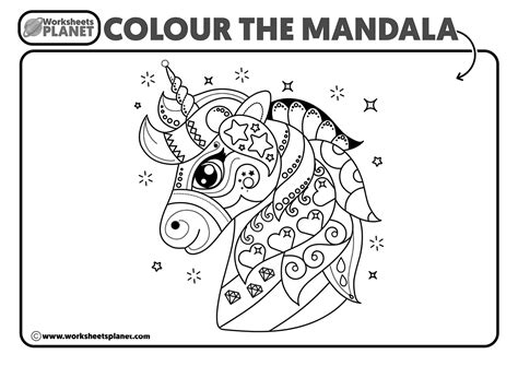 unicorn mandala  kids  colour
