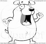 Chubby Waving Dog Clipart Cartoon Outlined Coloring Vector Thoman Cory Royalty sketch template