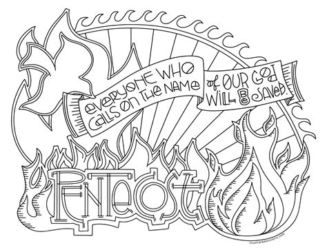pentecost flames coloring page poster illustrated ministry