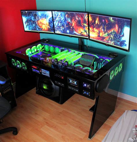 computer rig tower pc gaming setup liquid cooled wow world