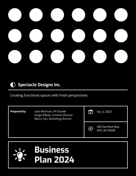 business plan cover page template