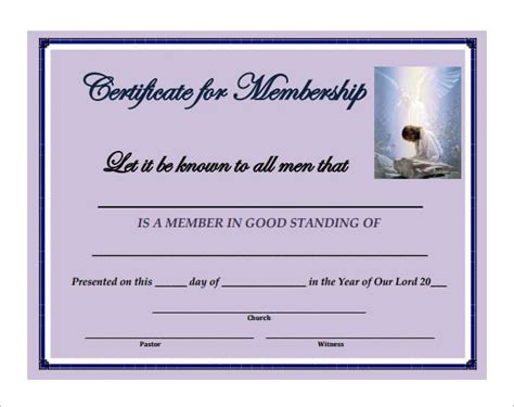 printable church membership certificates printable templates