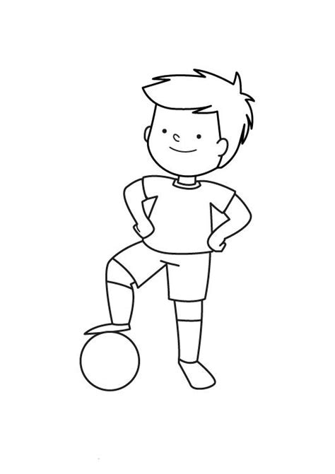 kostenlose malvorlage sport kleiner fussballspieler zum ausmalen zum