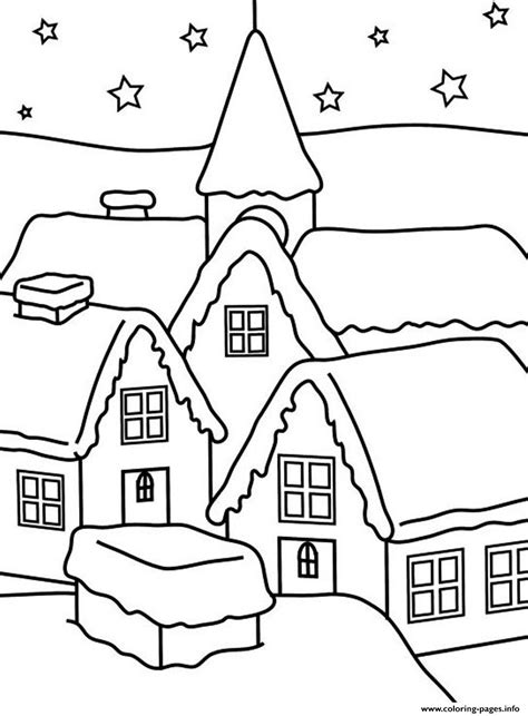 house  winter   kids coloring page printable