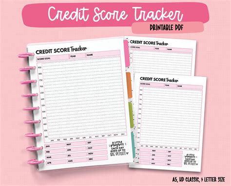 printable credit score tracker etsy