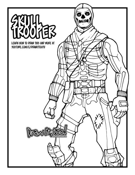 draw skull trooper fortnite battle royale drawing tutorial