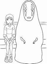 Ghibli Spirited Chihiro Viaje Face Coloriage Voyage Viagem Rosto Visage Animes Totoro Ausmalbilder Incantata Ausmalen Haku Rostro Citta Lineart Coloriages sketch template