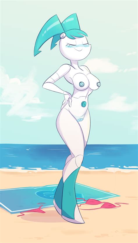 rule 34 1girl android beach bikini blush breasts closed eyes clothes cloud female gynoid hand