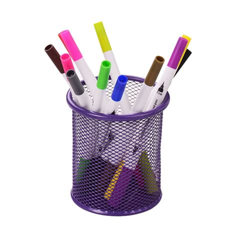 mesh  pencil holder metal  organizer storage stationery container  padded base