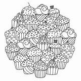 Mandala Cupcakes Coloring Cakes Pages Mandalas Stress Kids Just Easy Zen Anti Colors Magnificent Waiting Little Printable Delicious Print Fall sketch template