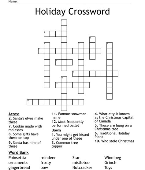 holiday crossword wordmint