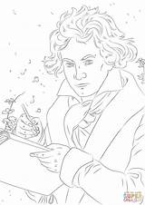 Beethoven Ludwig Ausmalbilder Zeichnen sketch template
