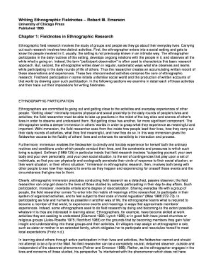 writing ethnographic fieldnotes  fill  printable fillable