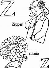 Coloring Pages Zinnia Worksheets Alphabet Letter Abc Zipper Printable Kids Dot Getcolorings Letters Sheets sketch template