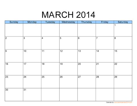 printable calendar  printable calendar march