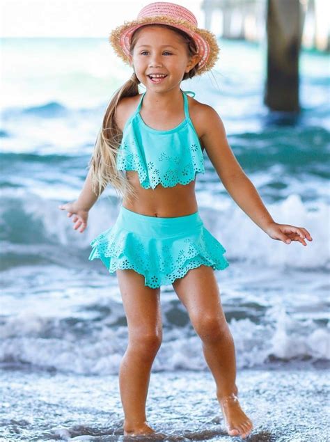 mia belle girls floral ruffled skirted bottom two piece swimsuit mia