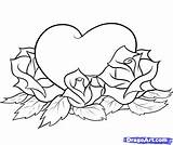 Coloring Pages Roses Draw Step Hearts Heart Visit Rose Drawings sketch template