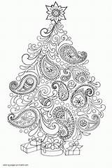 Christmas Coloring Pages Tree Adults Adult Printable Difficult Print Older Look Other sketch template