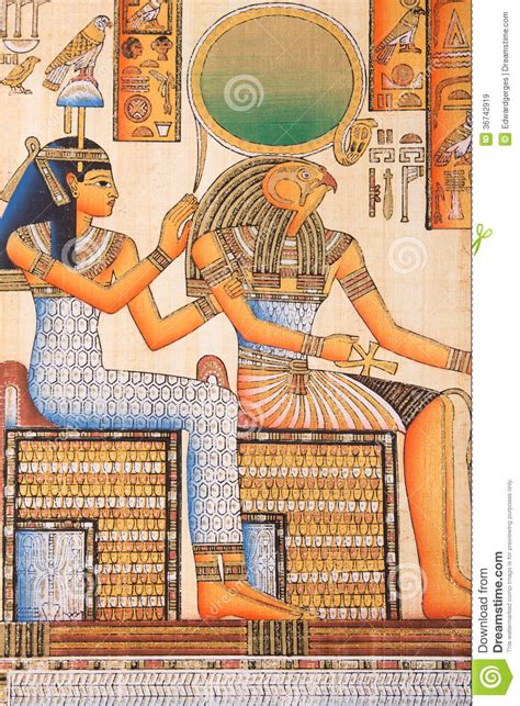Egyptian Painting On Papyrus Stock Illustration Image