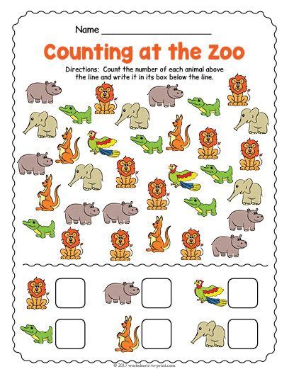 printable   zoo counting worksheet