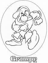 Dwarfs Disney Seven Grumpy sketch template
