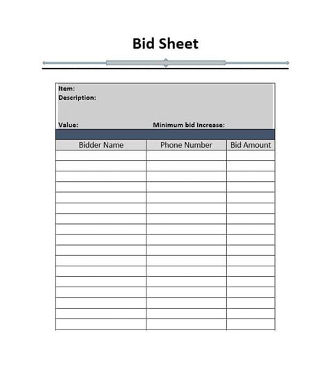 printable silent auction bid sheets