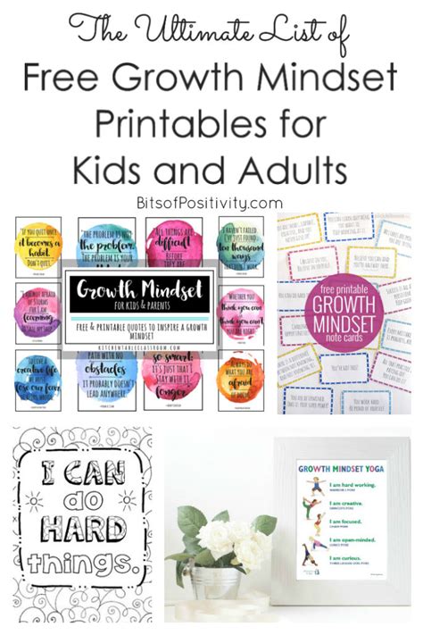ultimate list   growth mindset printables  kids  adults