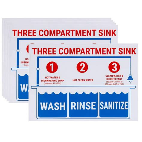 sink signs  pack sink sticker labels wash rinse sanitize labels