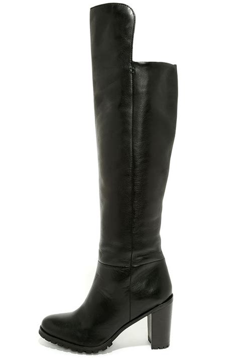 cute black boots leather boots knee high boots high heel boots