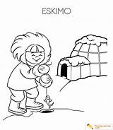 Igloo Eskimo Coloring Pages Kids sketch template