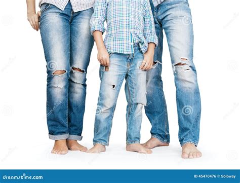 family legs  tattered jeans stock photo image  legs adult