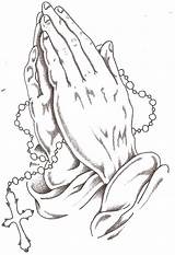 Praying Hands Rosary Tattoo Drawing Prayer Drawings Hand Stencils Tattoos Sketch Clipart Coloring Catholic Cross Terço Desenho Rose Draw Orando sketch template