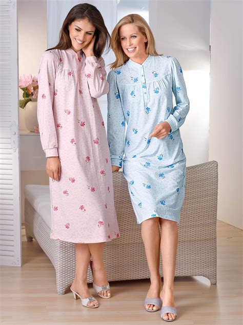 ascafa nachthemden met lange mouwen  roze bleu witt international