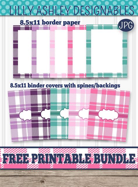 lilly ashley  printable set  binder covers  border paper