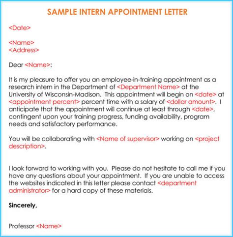 letter  internship offer intern offer letter